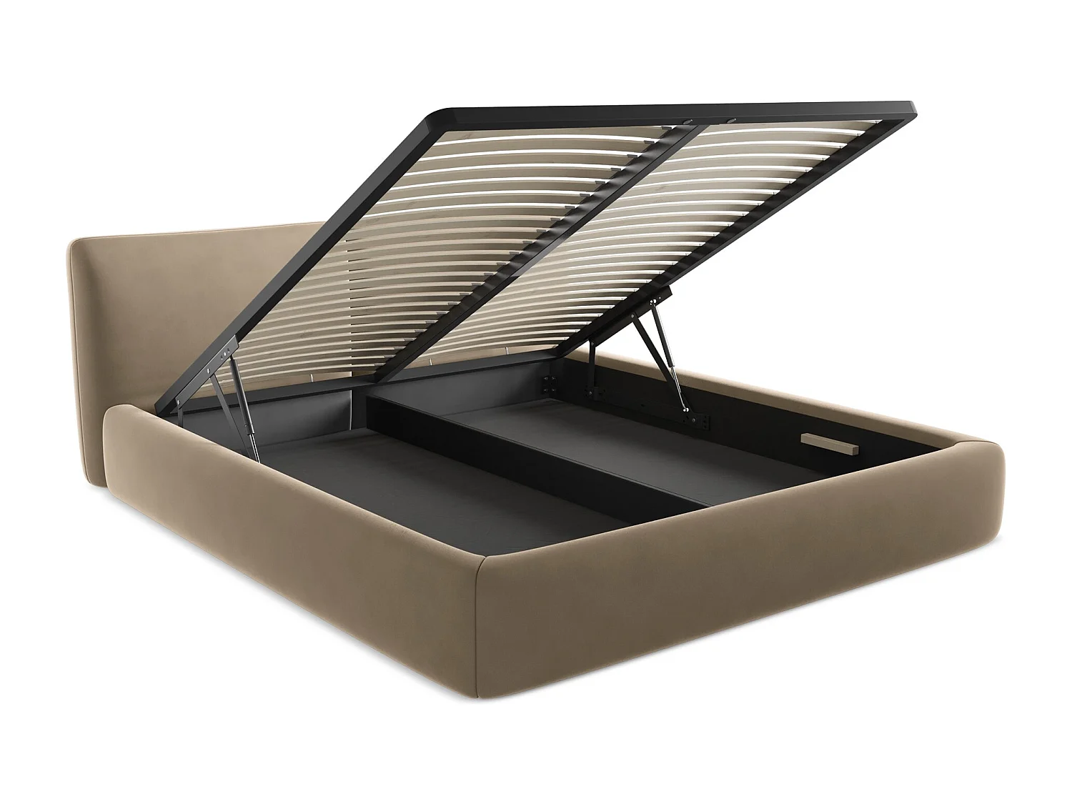 Lit coffre en velours 180 x 200 - beige clair - HOKU