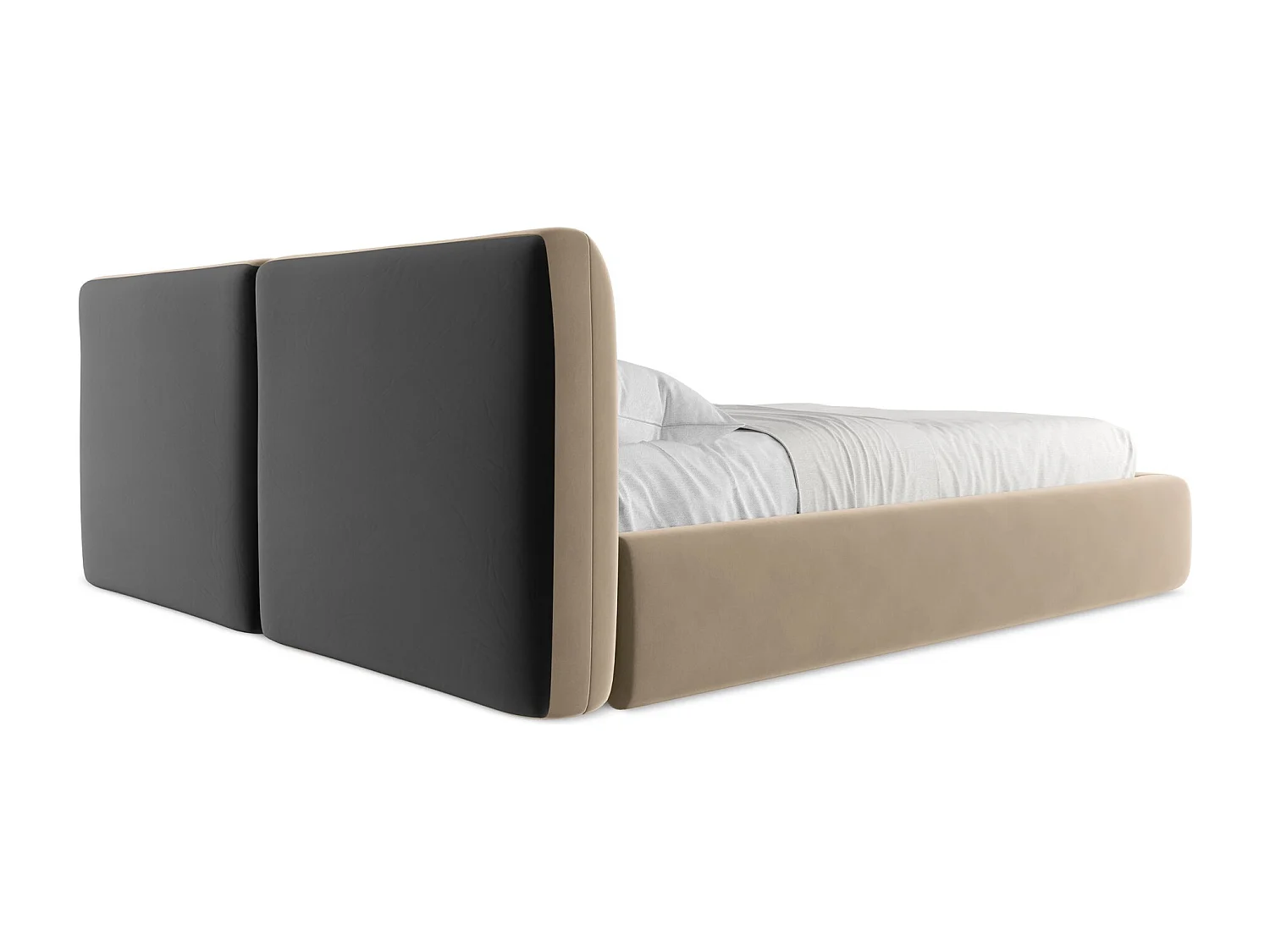 Lit coffre en velours 180 x 200 - beige clair - HOKU