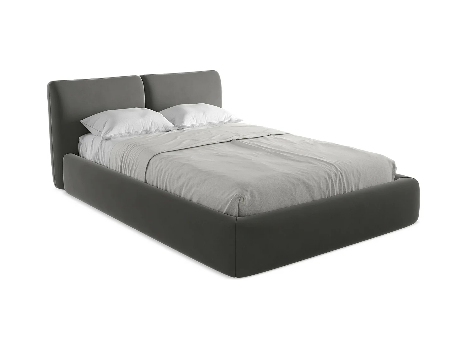 Lit coffre en velours 140 x 200 - acier - HOKU