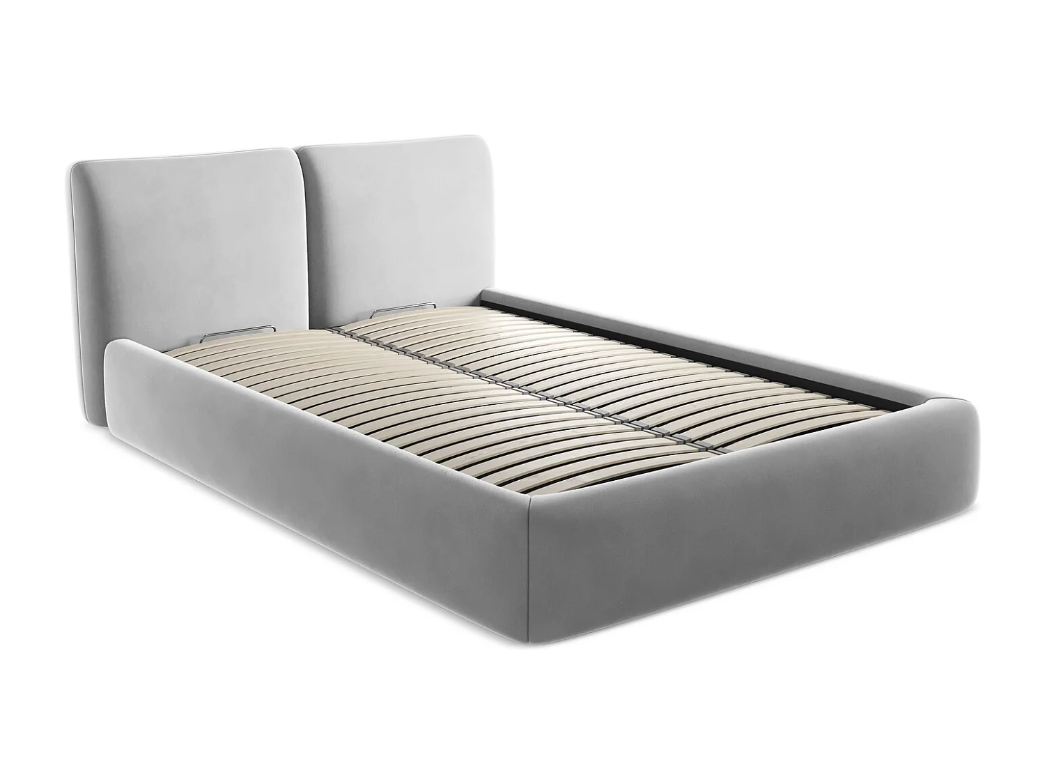 Lit coffre en velours 140 x 200 - acier - HOKU