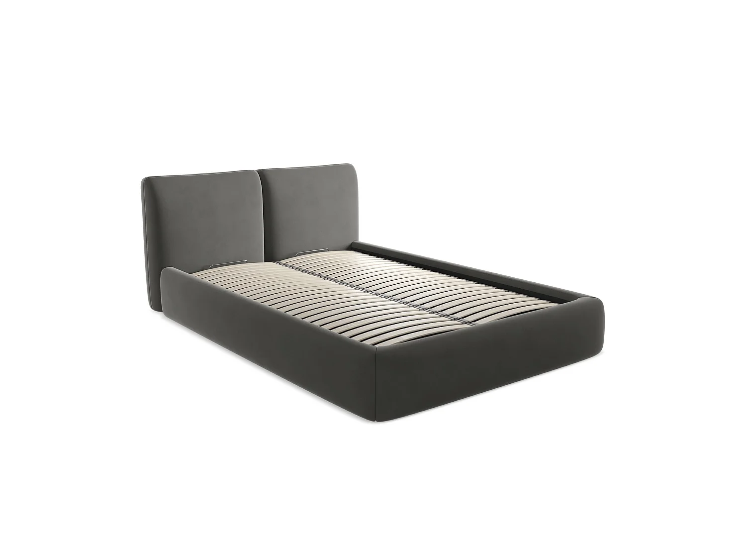 Lit coffre en velours 160 x 228 - acier - MILANO