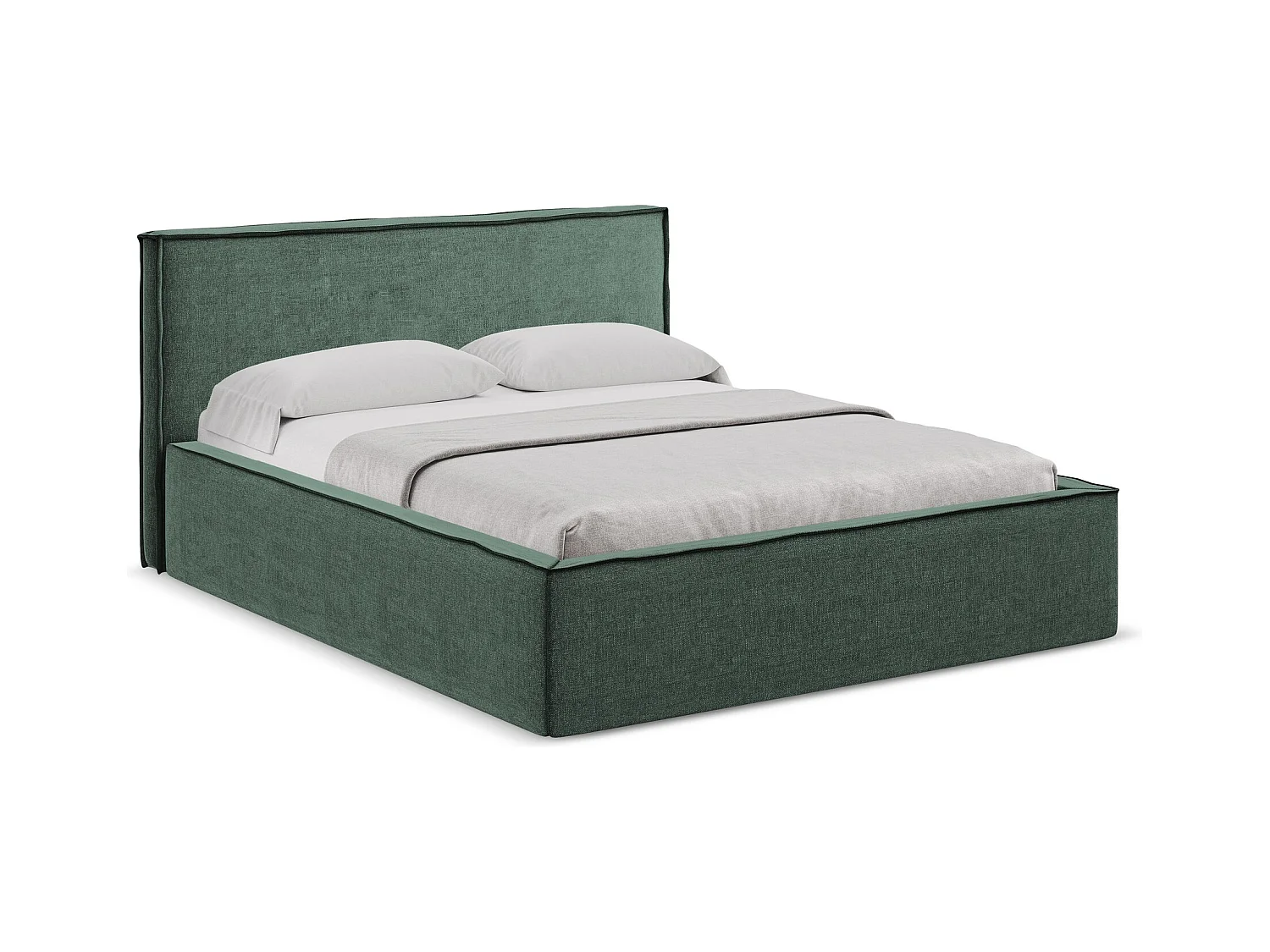 Bett mit Bettkasten - 200 x 228 - Chenille - Grün - ANANI