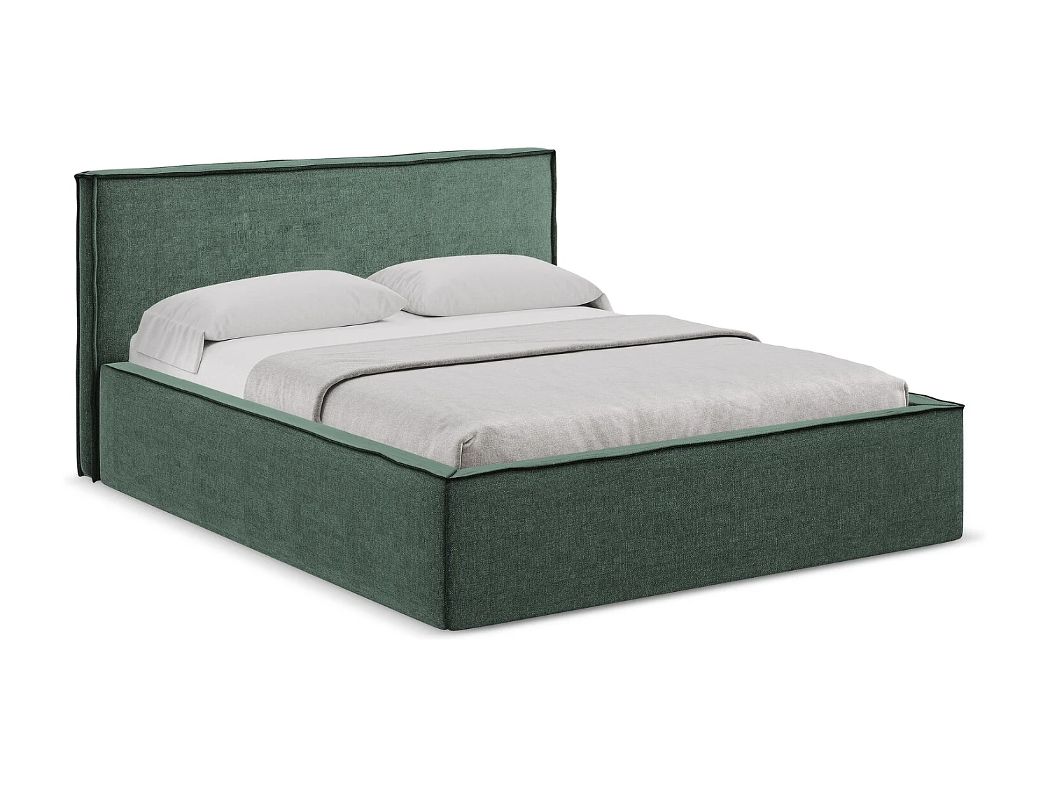 Lit coffre en tissu chenille 180 x 200 - vert - ANANI