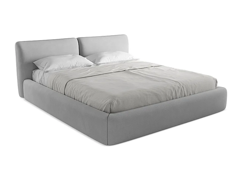 Lit coffre en tissu chenille 180 x 200 - graphite - HOKU