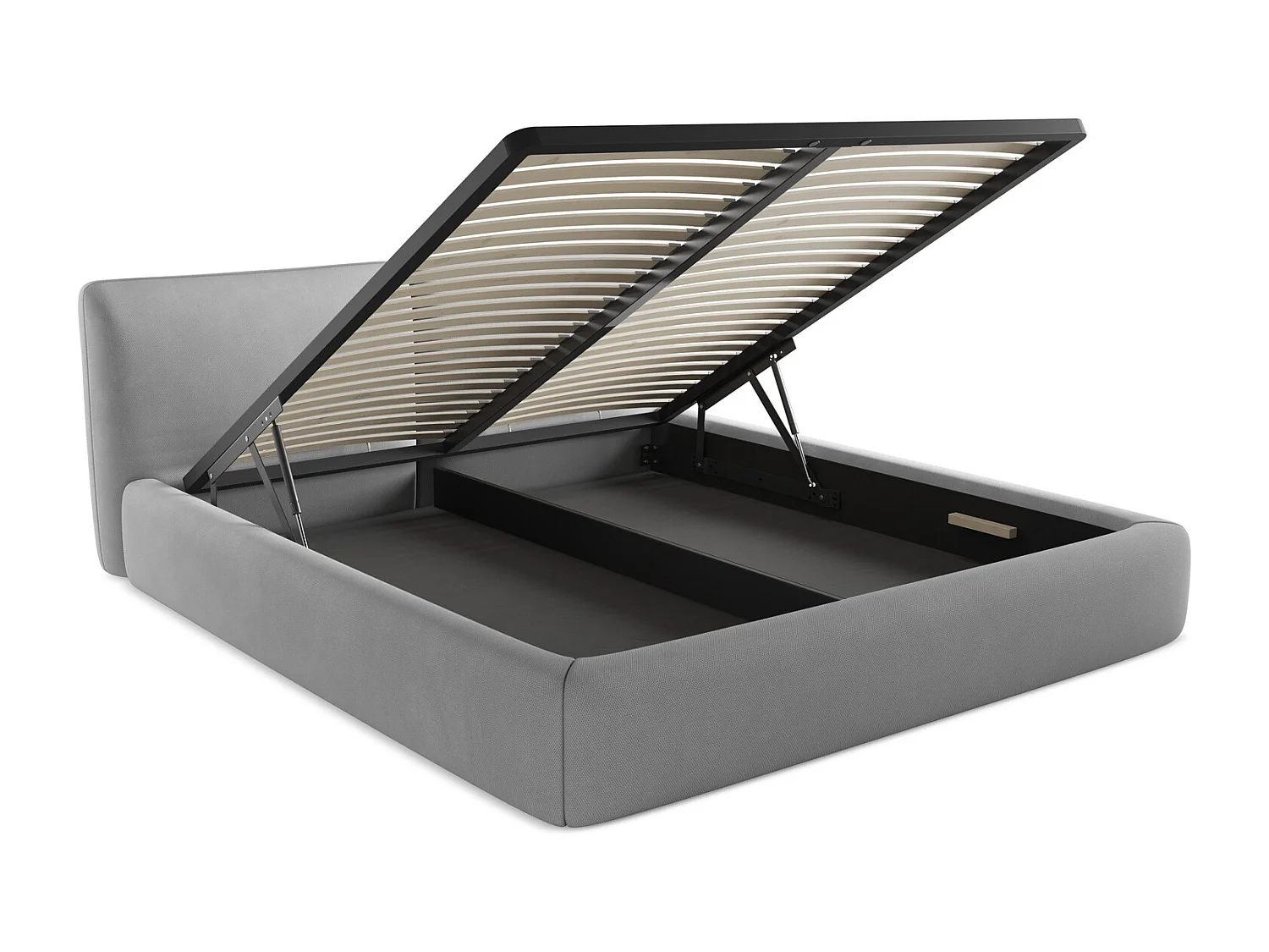 Lit coffre en tissu chenille 180 x 200 - graphite - HOKU