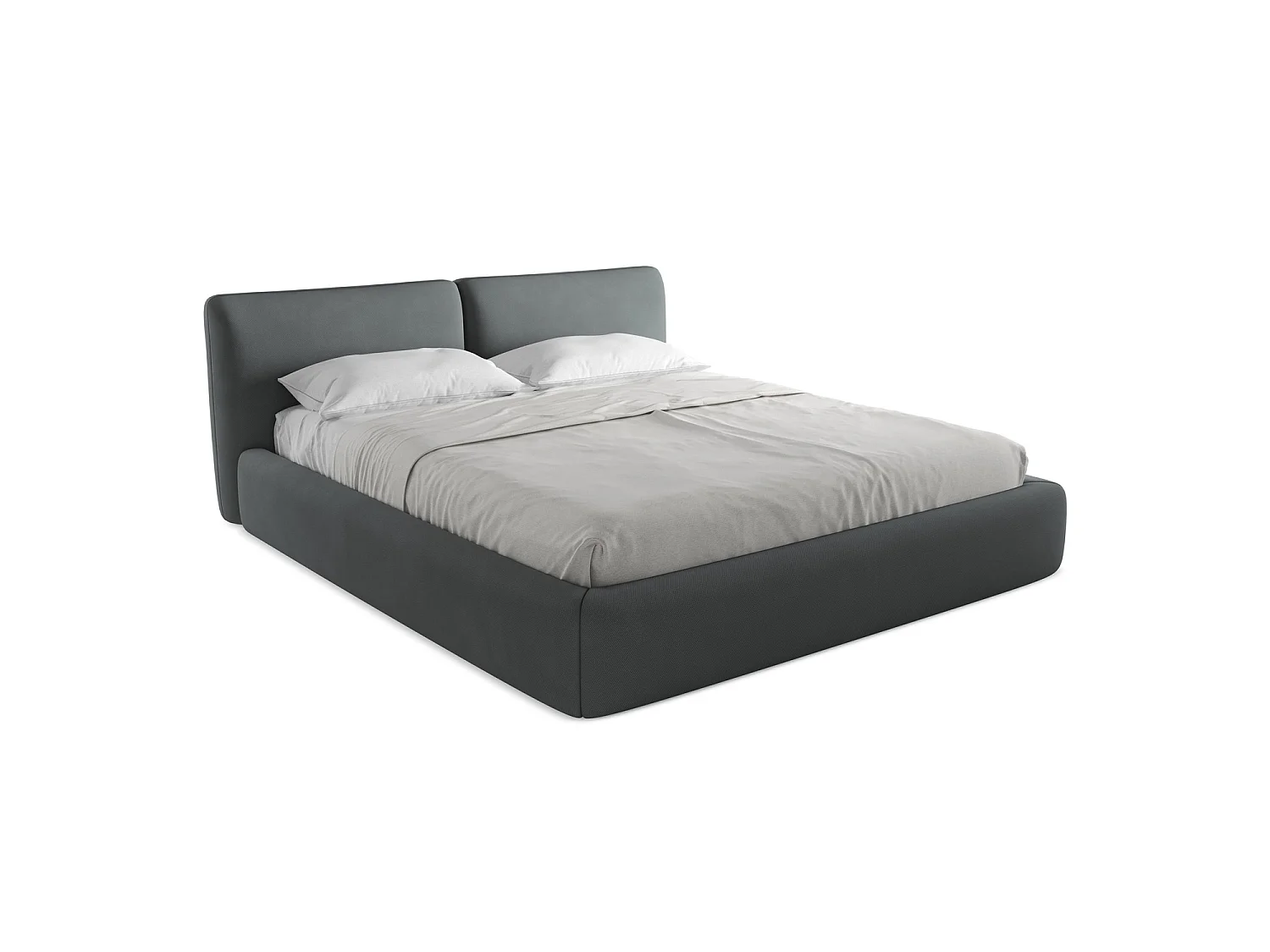 Lit coffre en tissu chenille 200 x 228 - graphite - MILANO