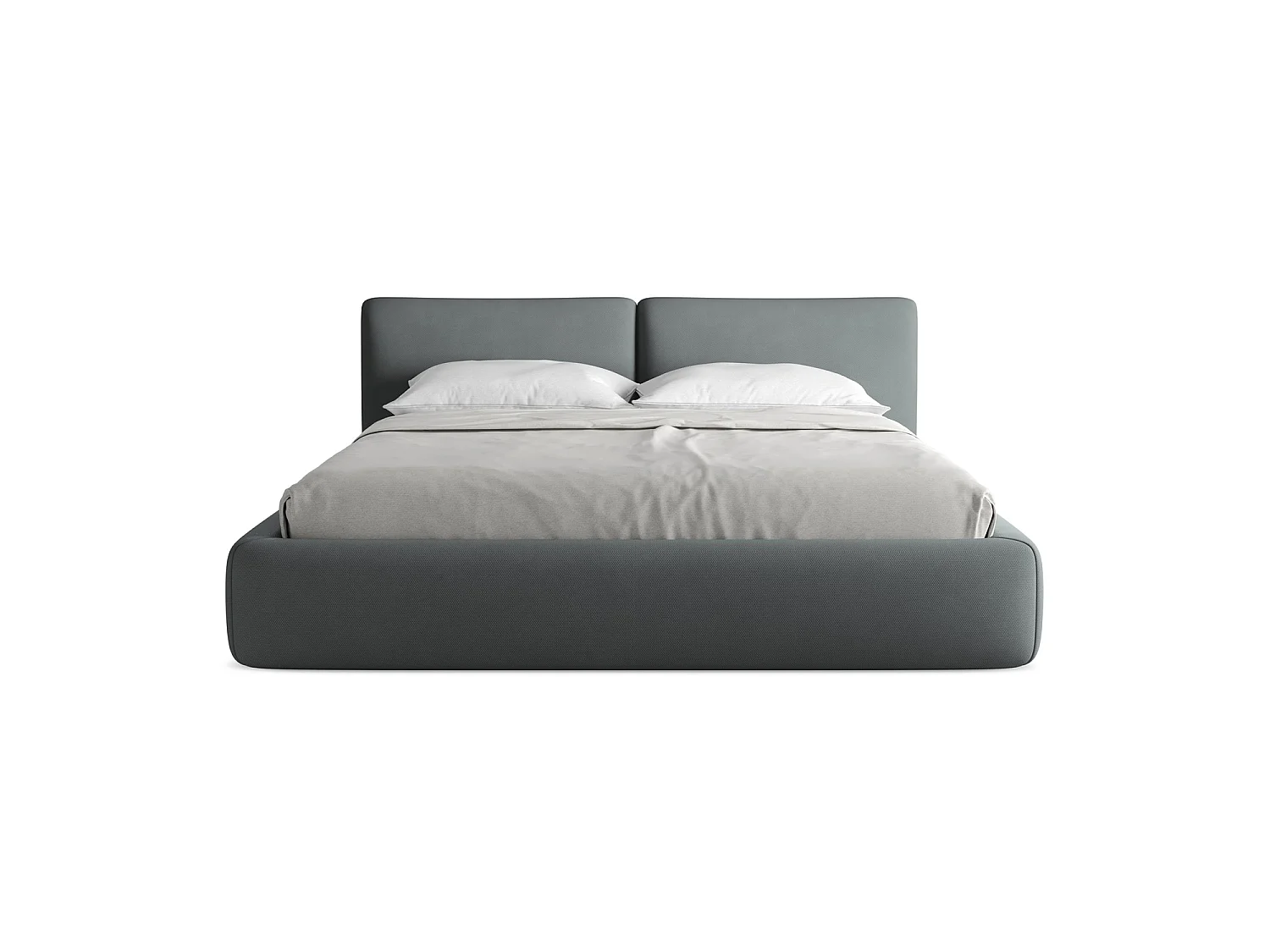 Lit coffre en tissu chenille 200 x 228 - graphite - MILANO