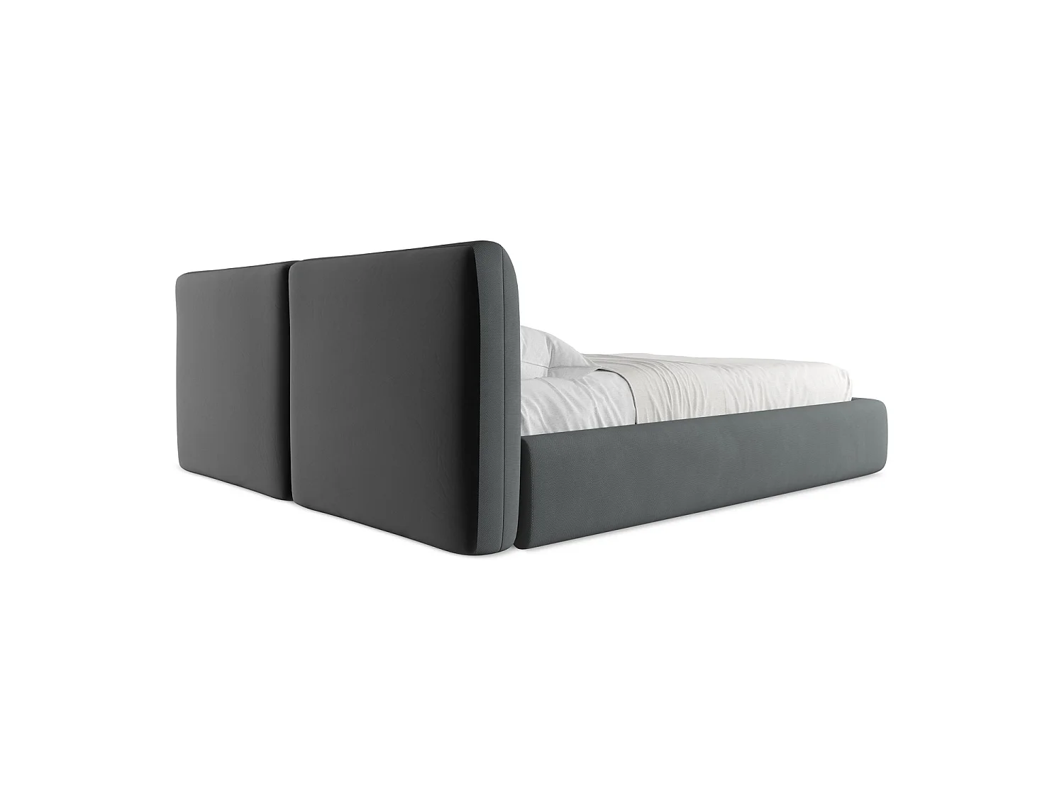 Lit coffre en tissu chenille 200 x 228 - graphite - MILANO