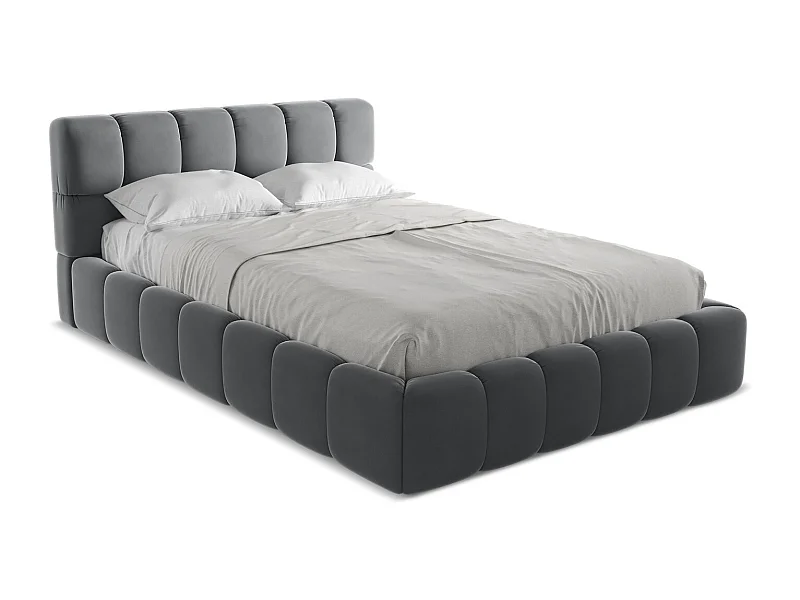 Bett mit Bettkasten - 160 x 228 - Samt - Stahl - NALU