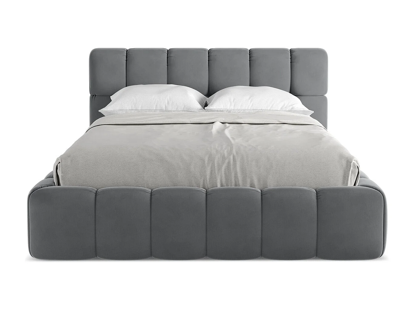 Bett mit Bettkasten - 160 x 228 - Samt - Stahl - NALU