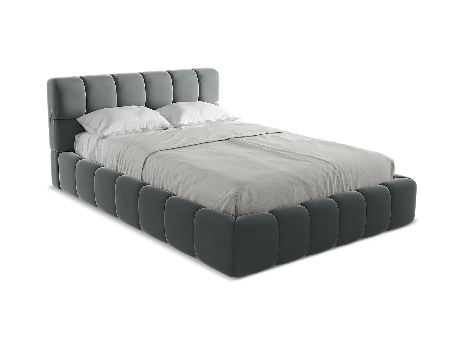 Bett mit Bettkasten - 160 x 228 - Samt - Stahl - NALU