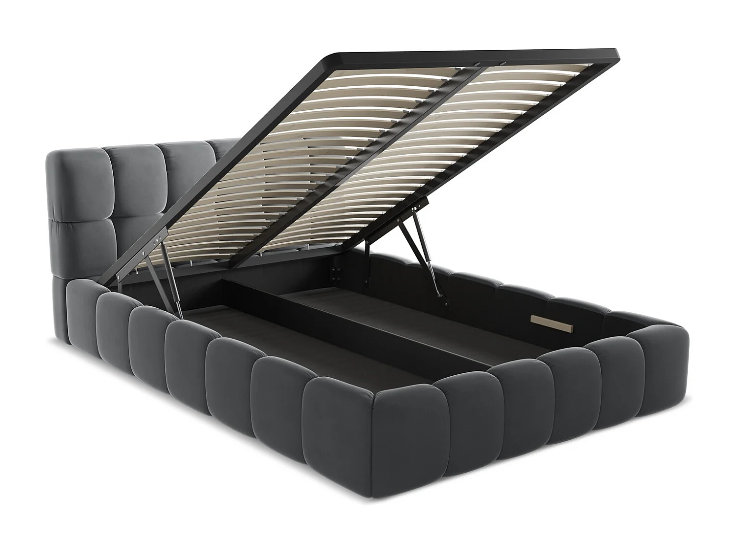 Lit coffre en velours 140 x 200 - acier - NALU