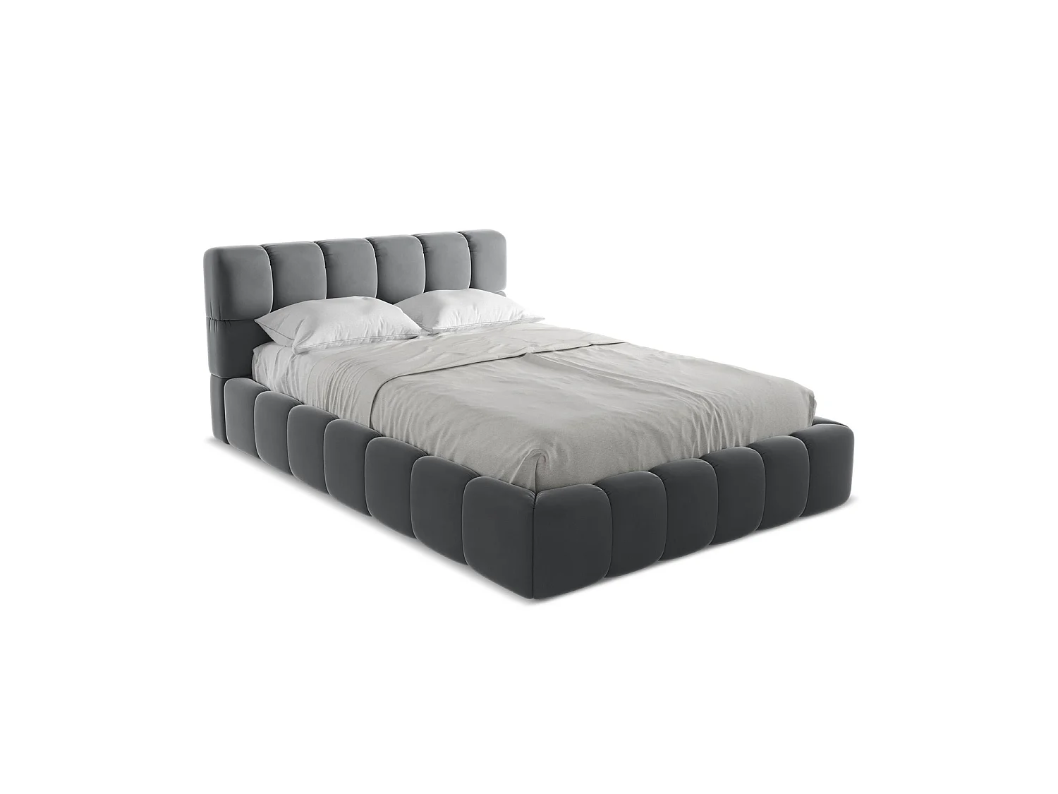 Lit coffre en velours 160 x 228 - acier - ROMA