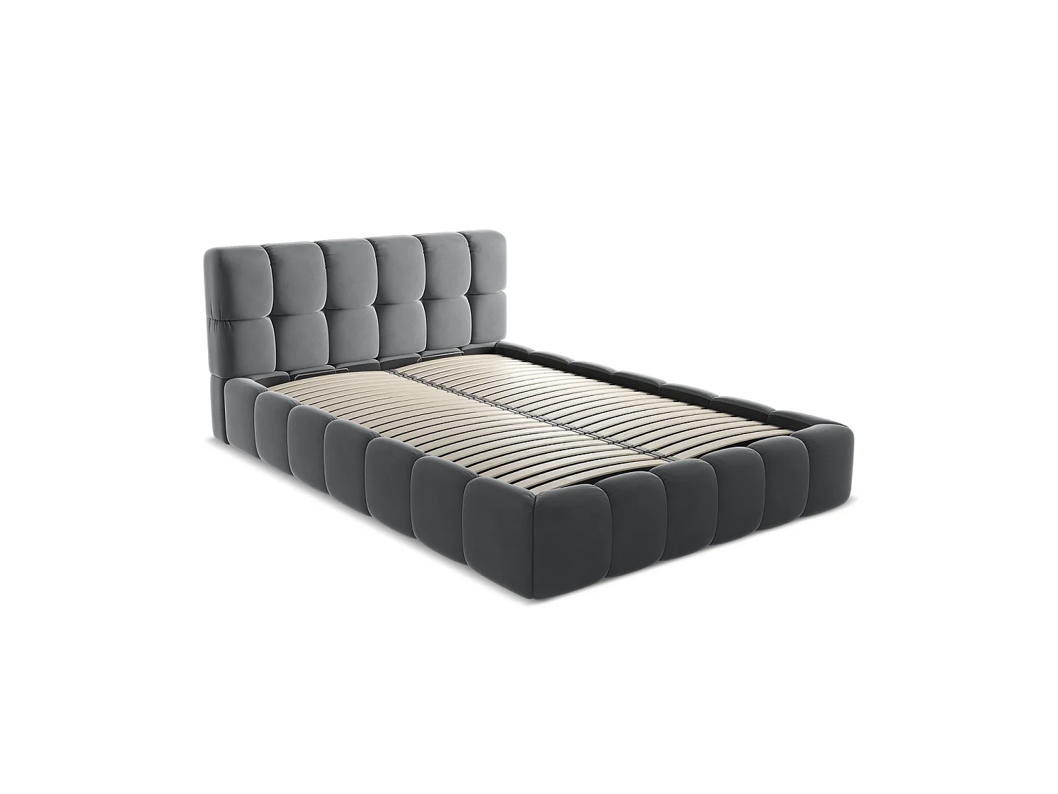 Lit coffre en velours 160 x 228 - acier - ROMA