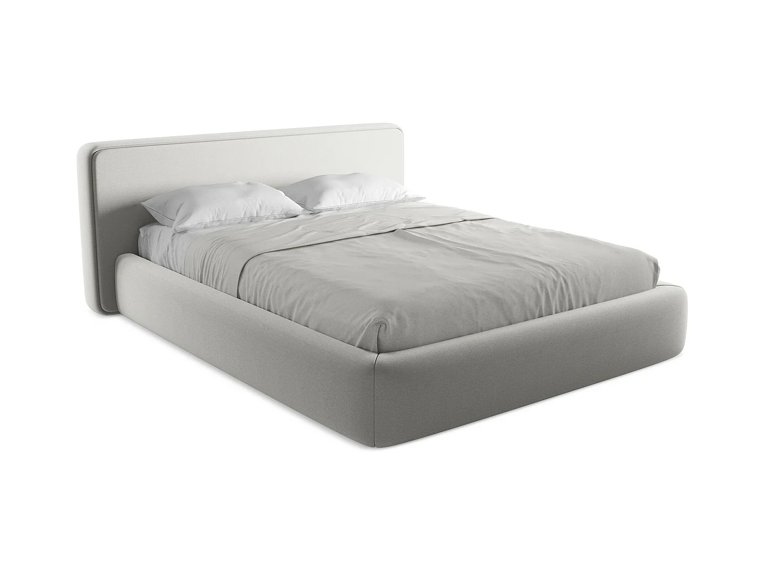 Bett mit Bettkasten - 200 x 225 - Bouclé - Silber - KIANA