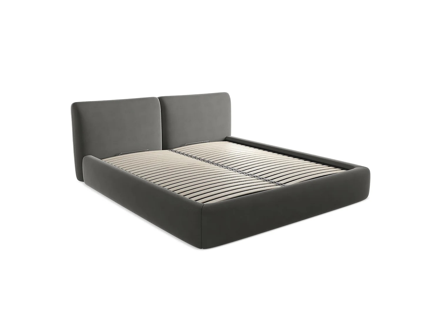 Lit coffre en velours 200 x 228 - acier - MILANO