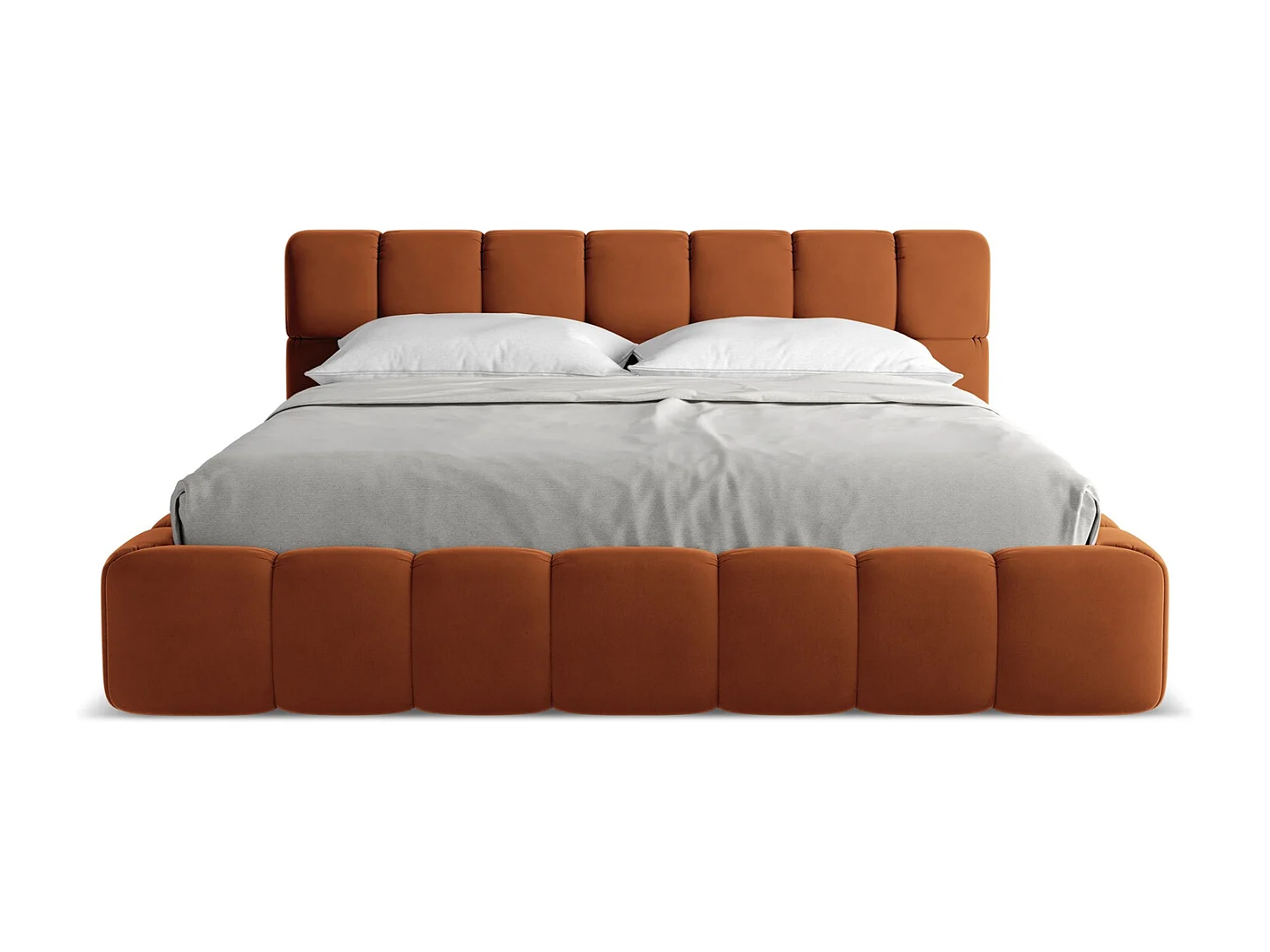 Lit coffre en velours 180 x 200 - terre cuite - NALU