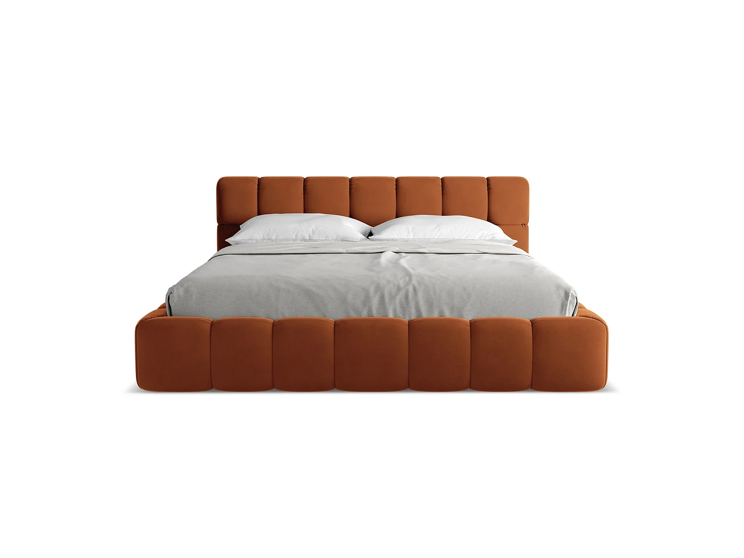 Bett mit Bettkasten - 200 x 228 - Samt - Terrakotta - ROMA