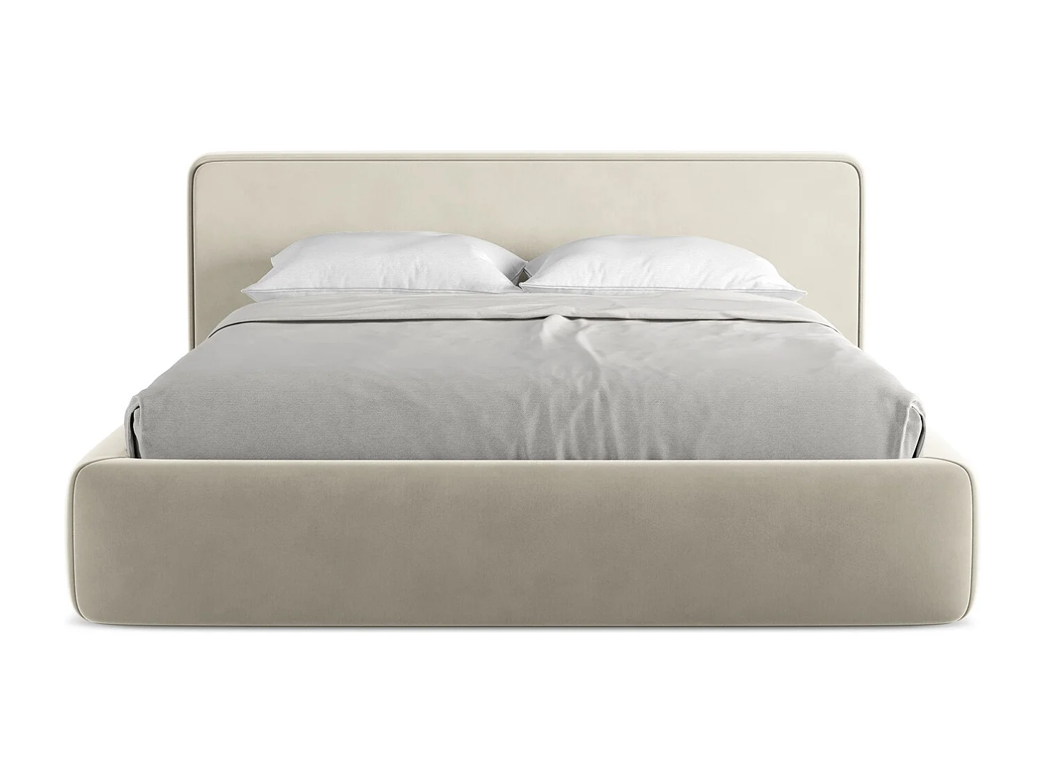 Łóżko 200 x 225 - z weluru - perłowy - KIANA