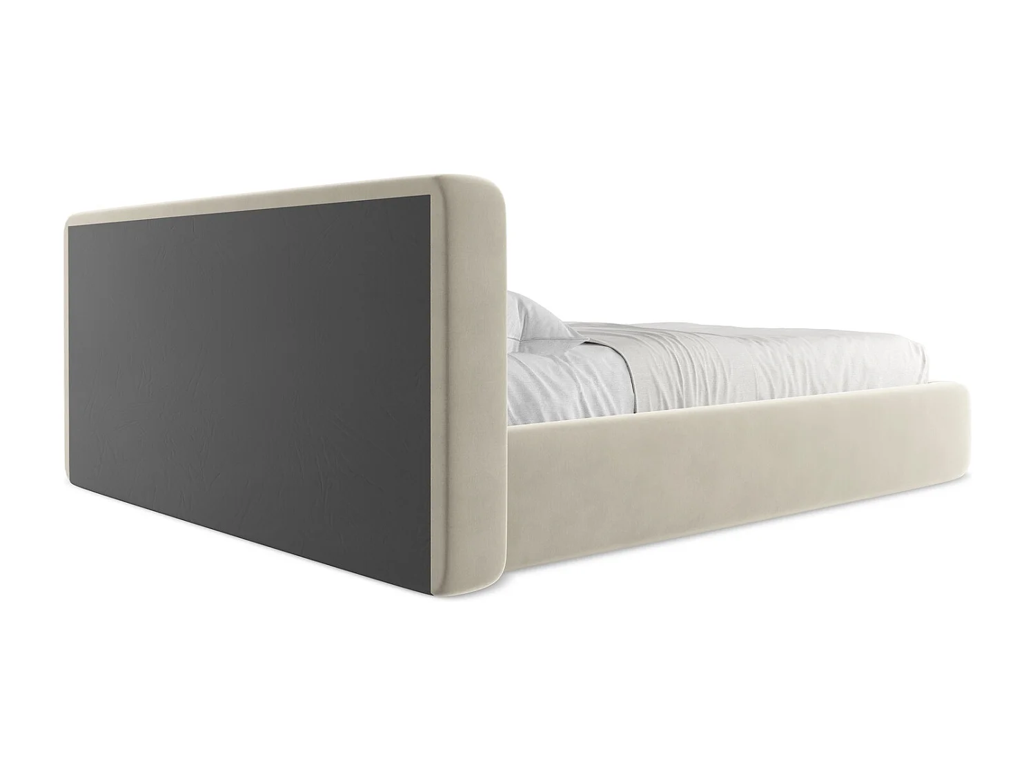 Łóżko 200 x 225 - z weluru - perłowy - KIANA