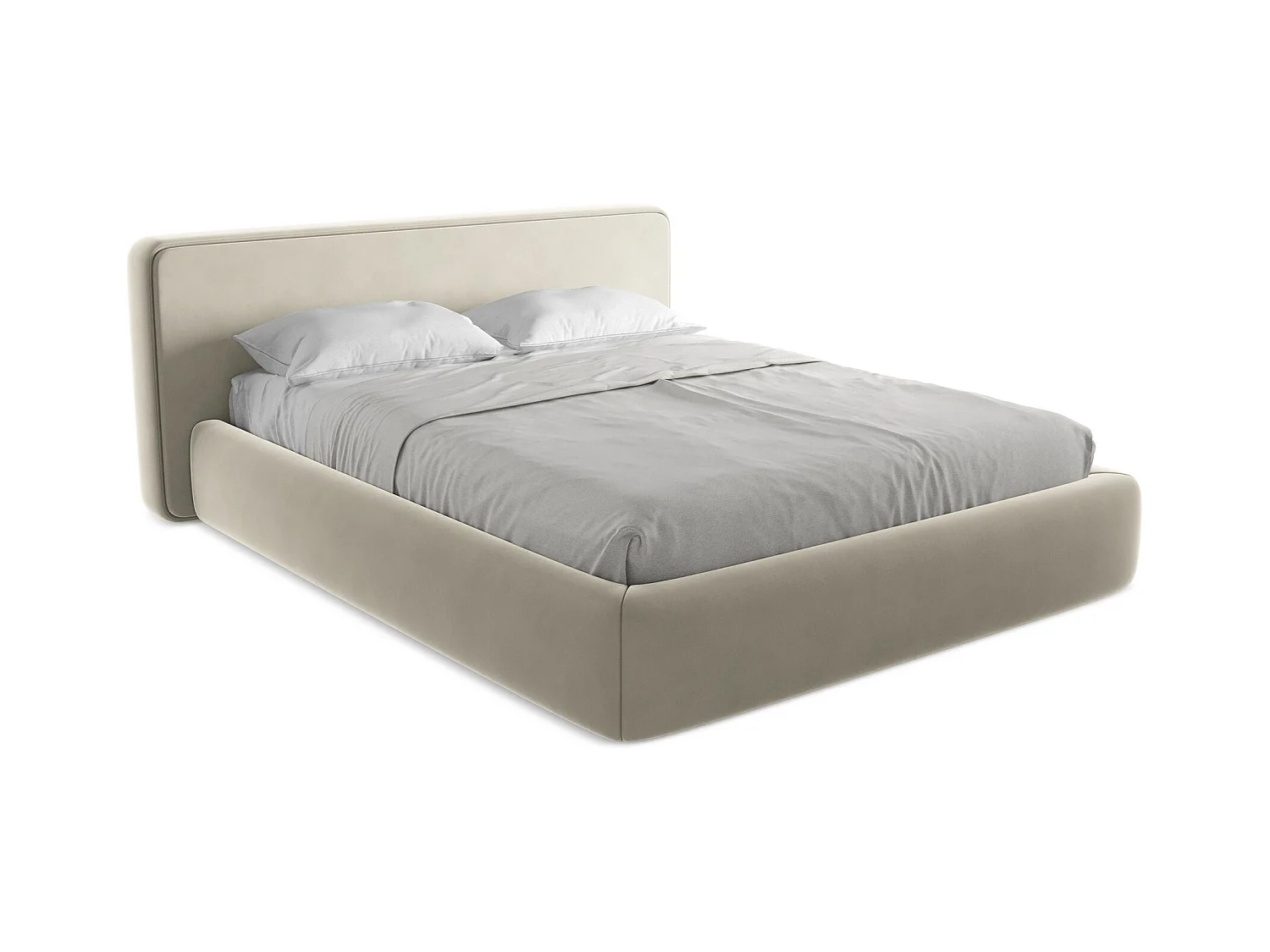 Bett mit Bettkasten - 200 x 225 - Samt - Perle - KIANA