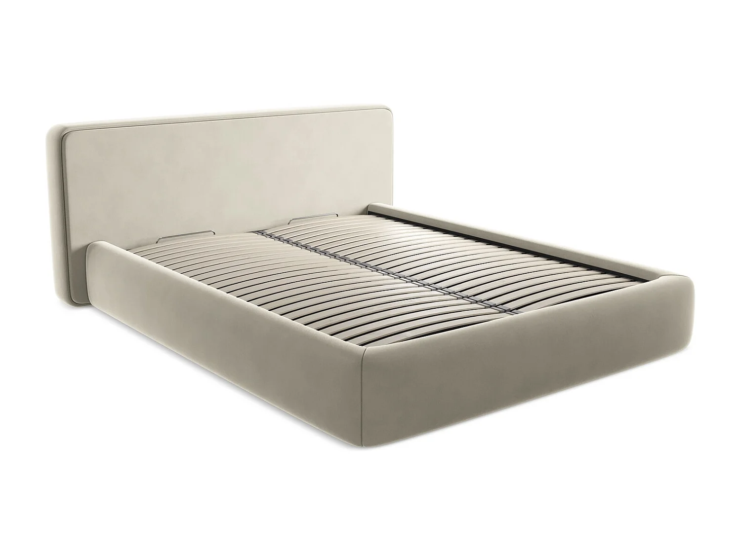 Łóżko 200 x 225 - z weluru - perłowy - KIANA