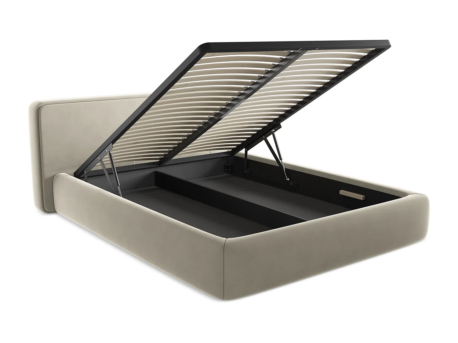 Łóżko 200 x 225 - z weluru - perłowy - KIANA