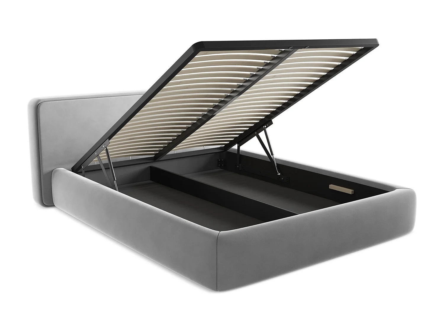 Łóżko 200 x 225 - z weluru - szary - KIANA