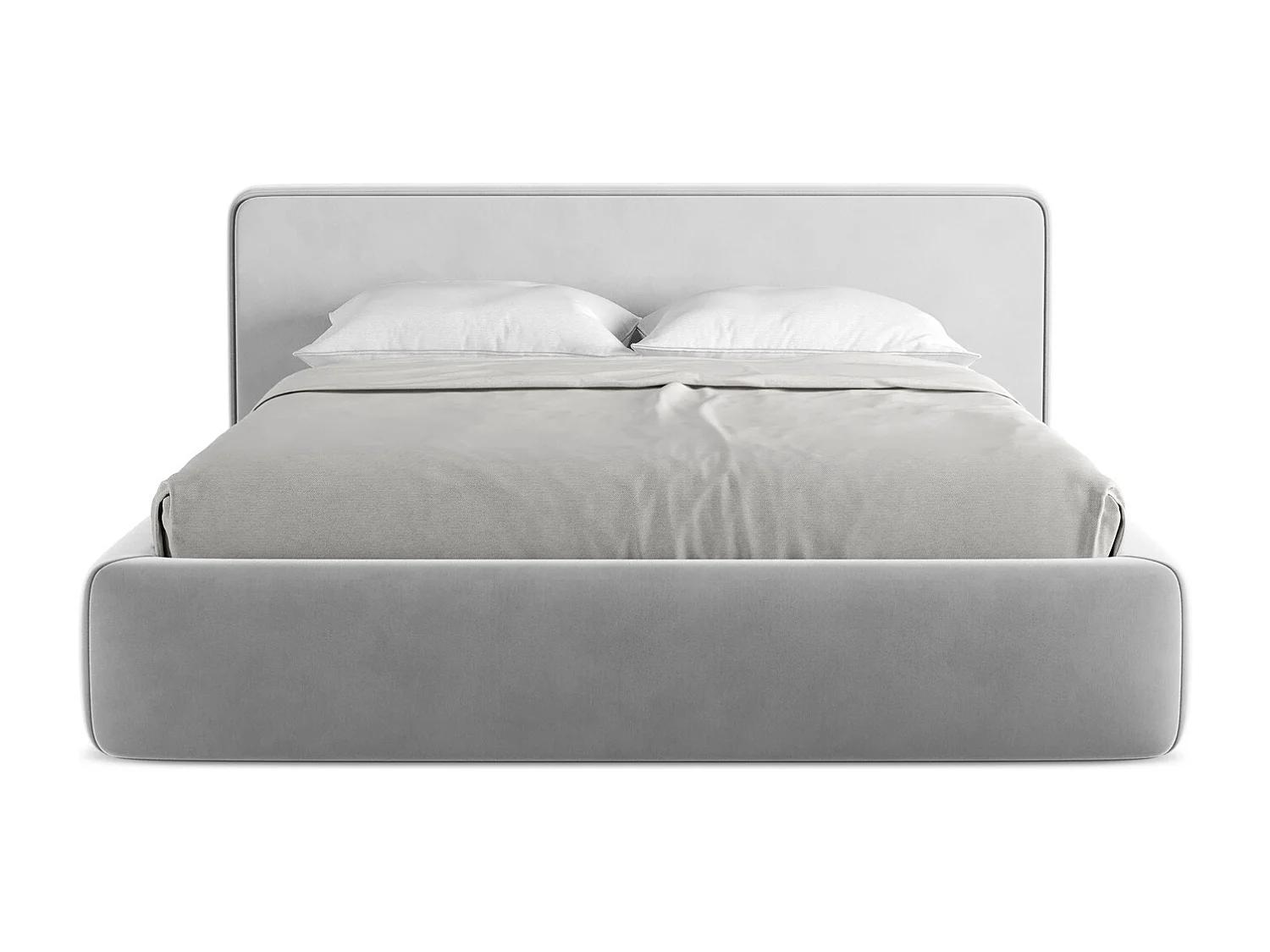 Lit coffre en velours 160 x 200 - gris - KIANA