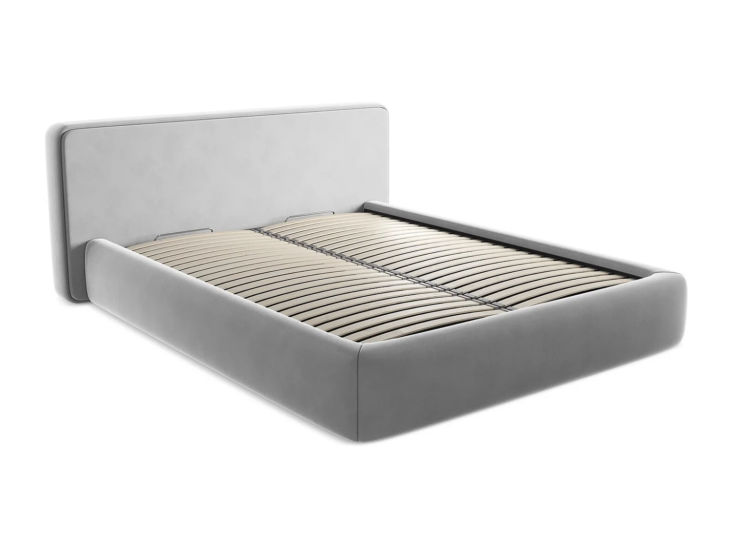 Lit coffre en velours 160 x 200 - gris - KIANA