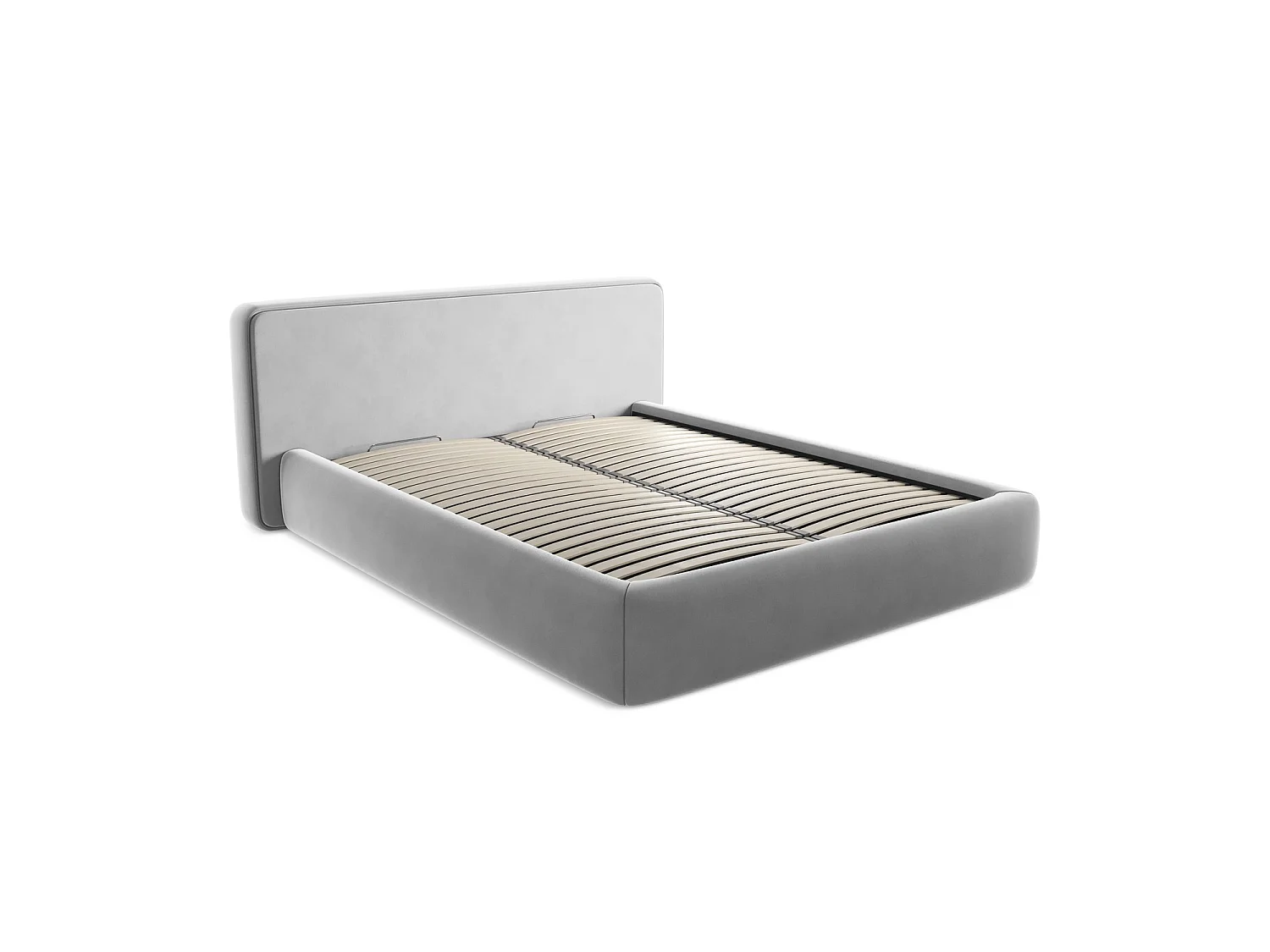 Bed met opbergruimte 200 x 225 - velours - grijs - FIRENZE