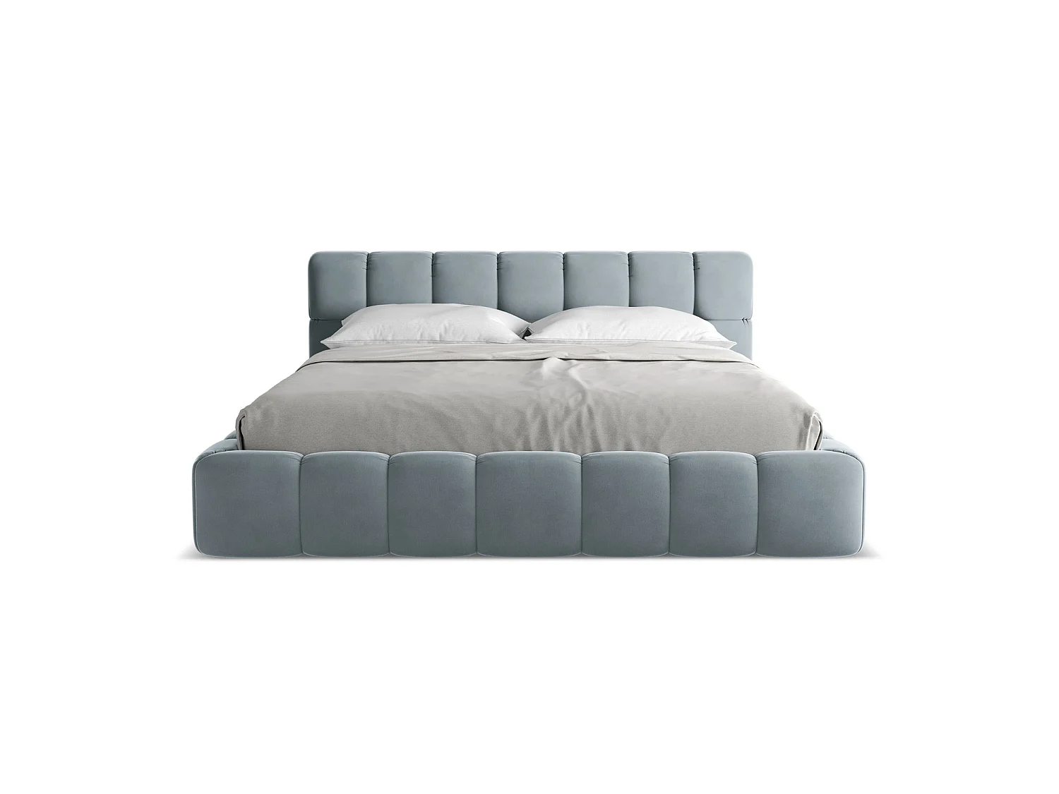 Lit coffre en velours 200 x 228 - bleu clair - ROMA