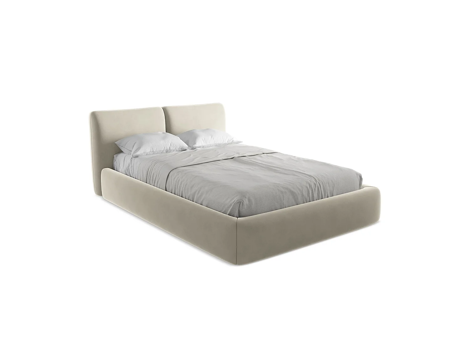 Lit coffre en velours 160 x 228 - perle - MILANO