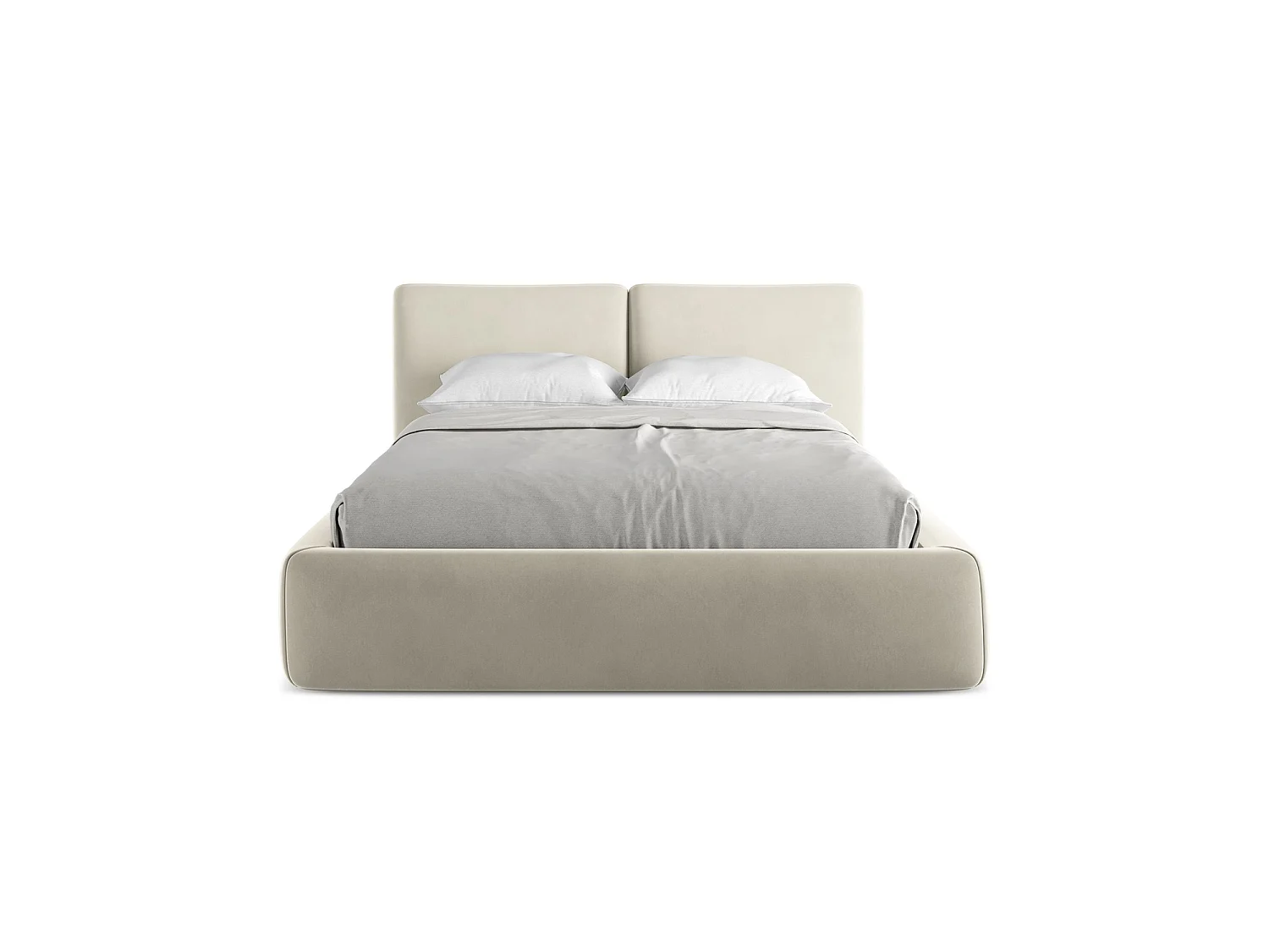 Lit coffre en velours 160 x 228 - perle - MILANO