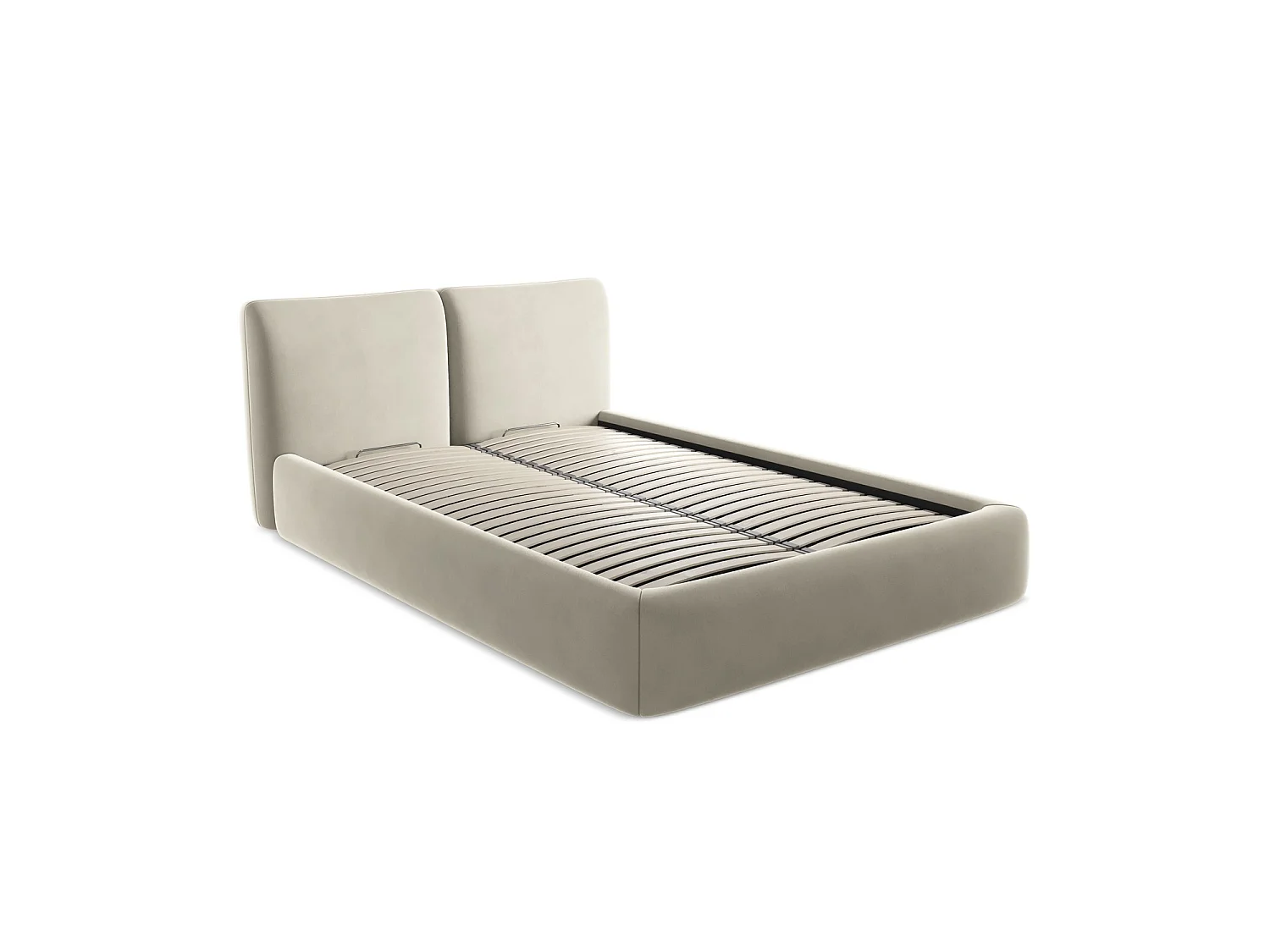 Lit coffre en velours 160 x 228 - perle - MILANO