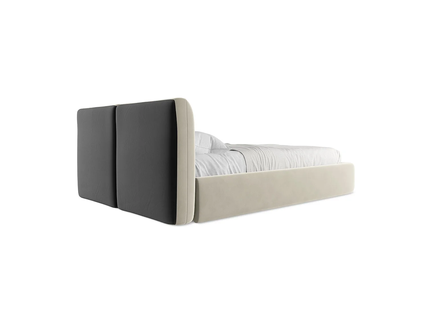 Lit coffre en velours 160 x 228 - perle - MILANO