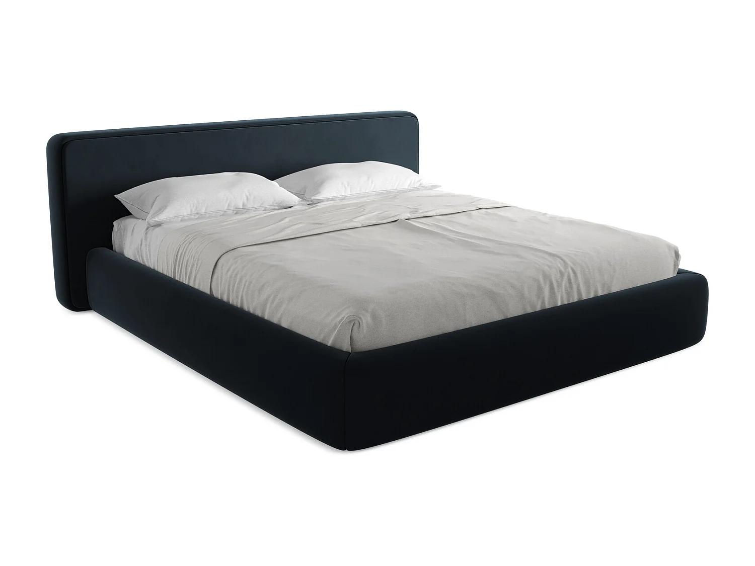 Bed met opbergruimte 220 x 225 - velours - koningsblauw - KIANA