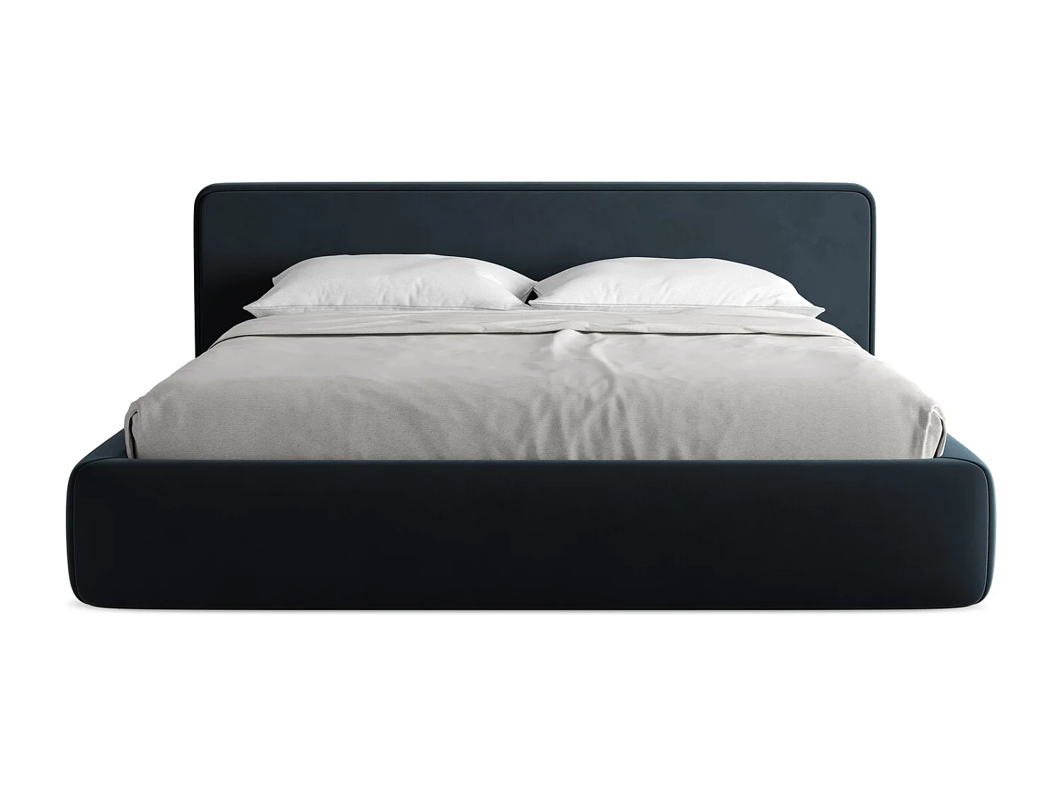 Bed met opbergruimte 220 x 225 - velours - koningsblauw - KIANA