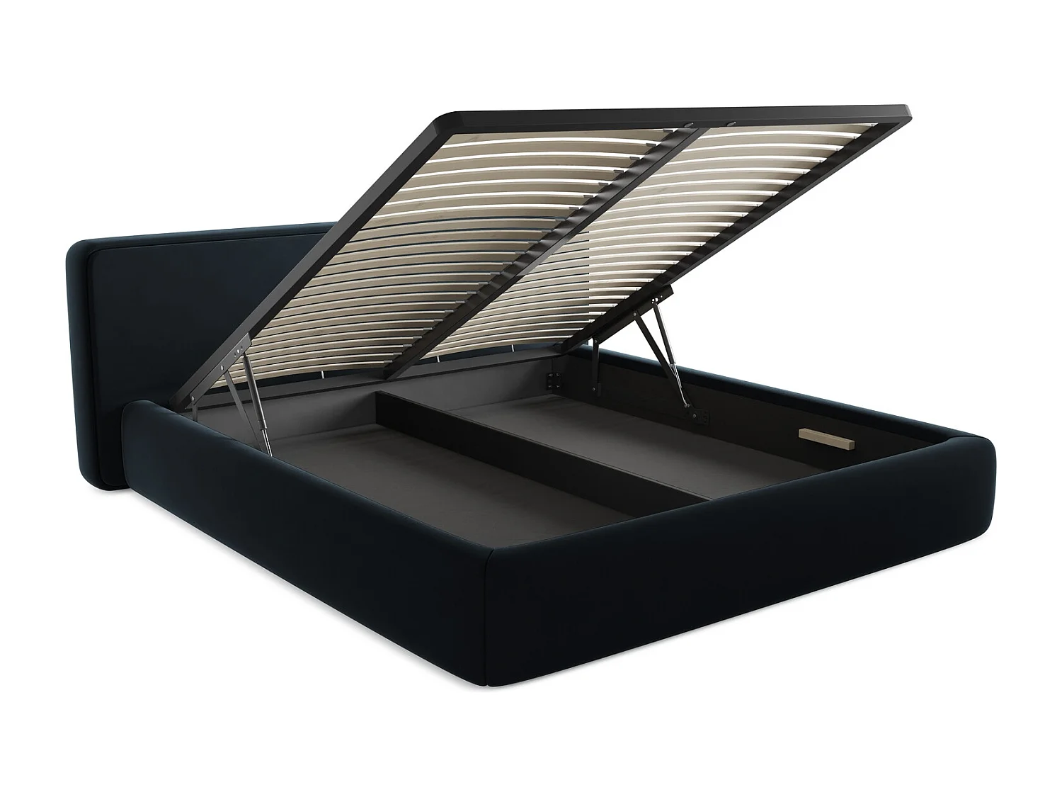 Bed met opbergruimte 220 x 225 - velours - koningsblauw - KIANA