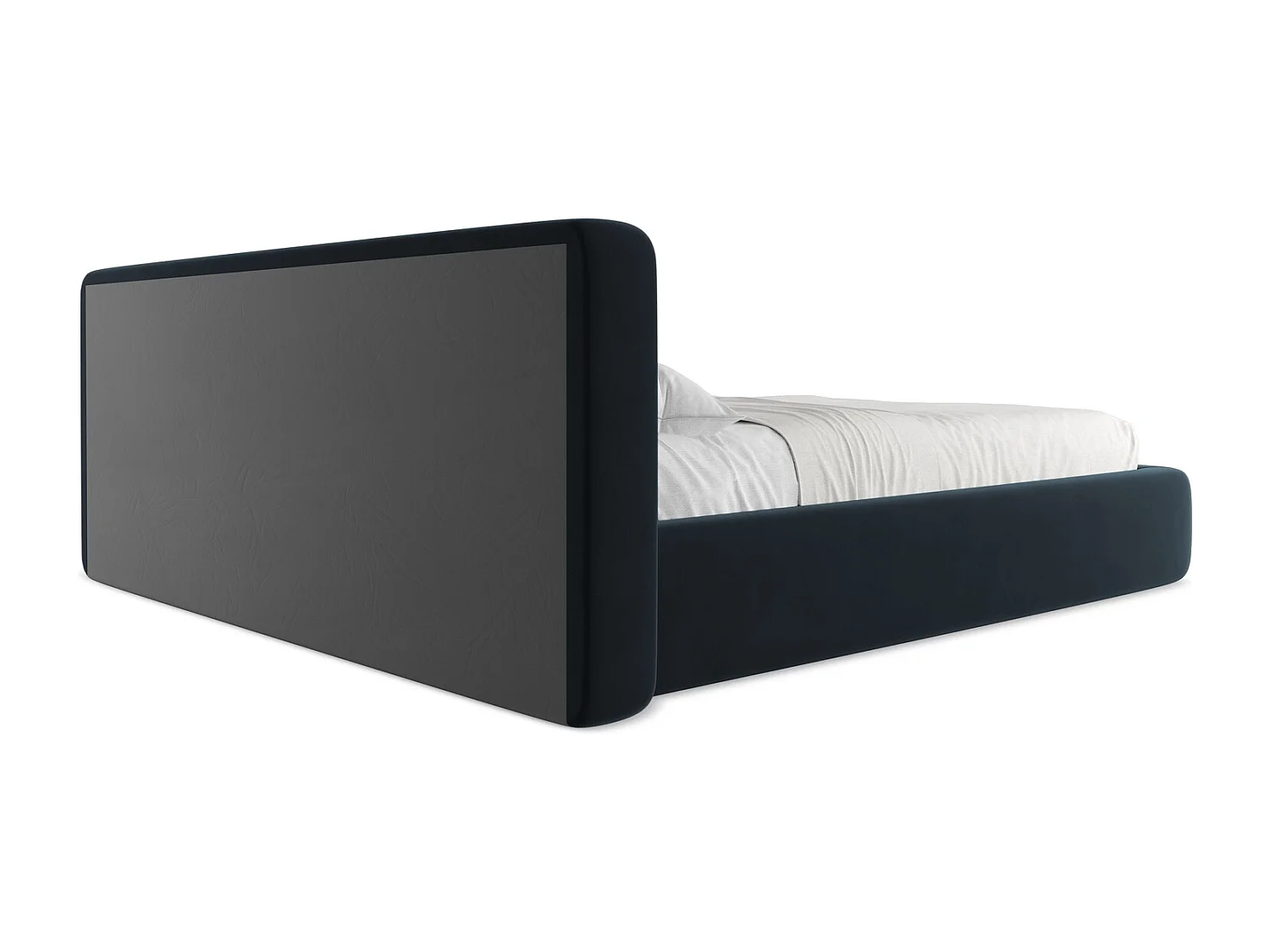 Bed met opbergruimte 220 x 225 - velours - koningsblauw - KIANA