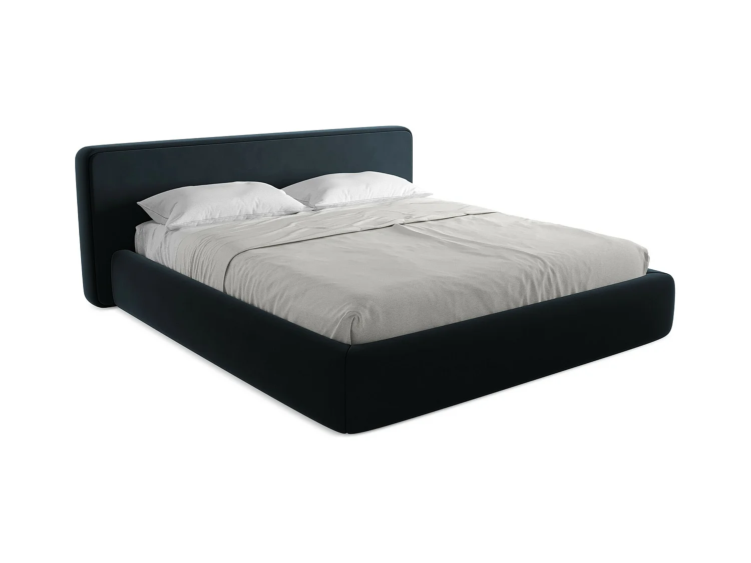 Bed met opbergruimte 220 x 225 - velours - koningsblauw - KIANA