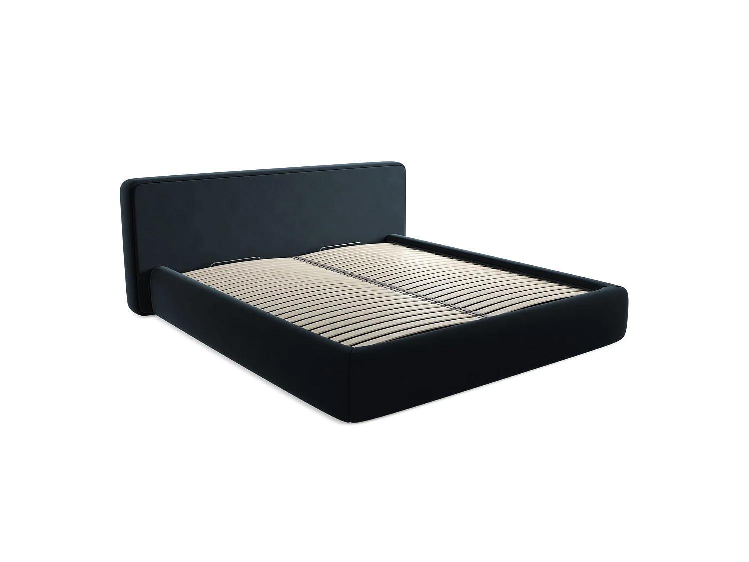 Lit coffre en velours 220 x 225 - bleu royal - FIRENZE