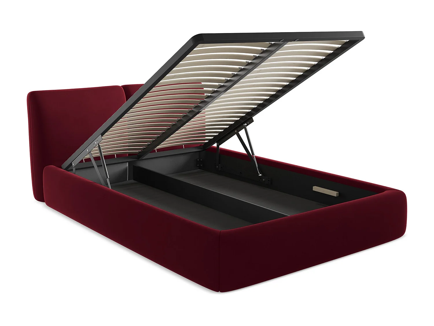 Lit coffre en velours 140 x 200 - bourgogne - HOKU