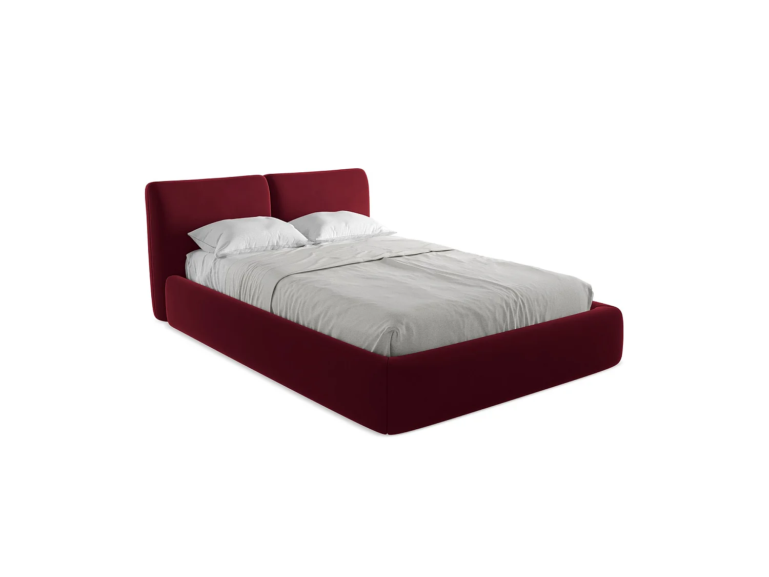 Lit coffre en velours 160 x 228 - bourgogne - MILANO