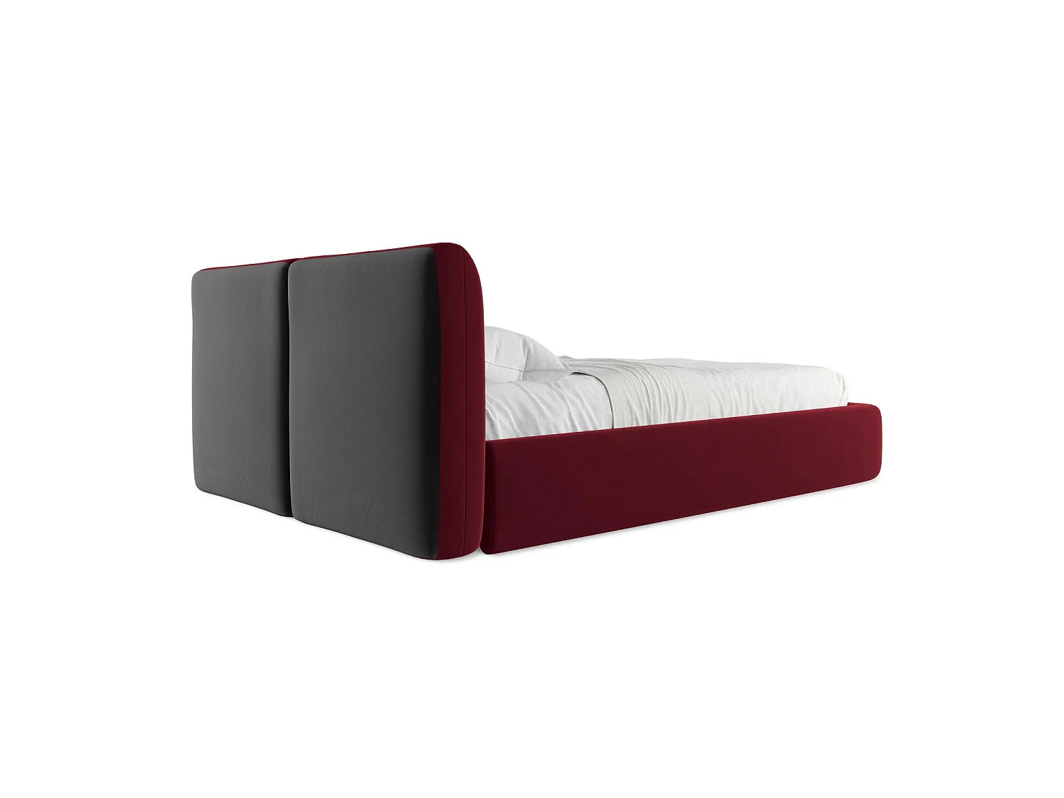 Lit coffre en velours 160 x 228 - bourgogne - MILANO