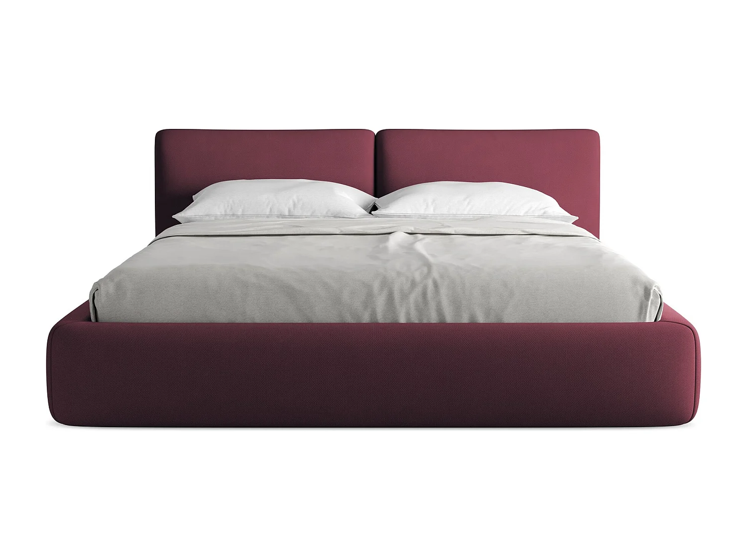 Lit coffre en tissu chenille 180 x 200 - bordeaux - HOKU