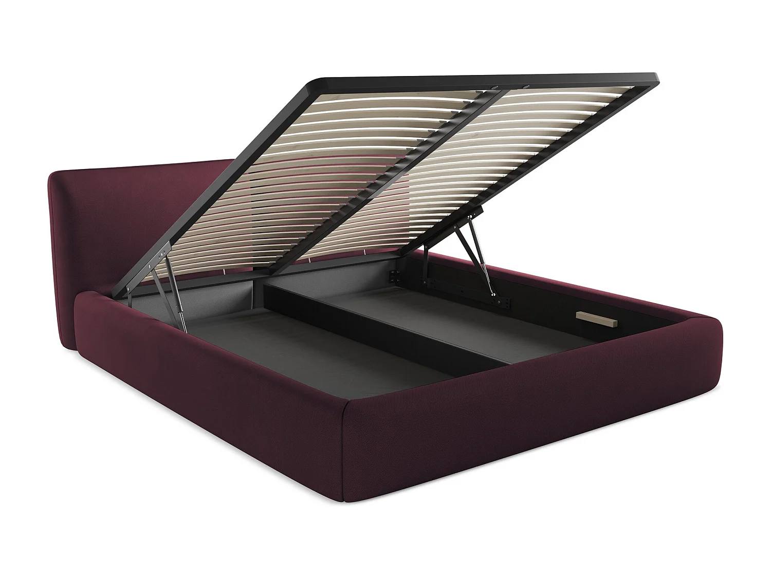 Lit coffre en tissu chenille 180 x 200 - bordeaux - HOKU