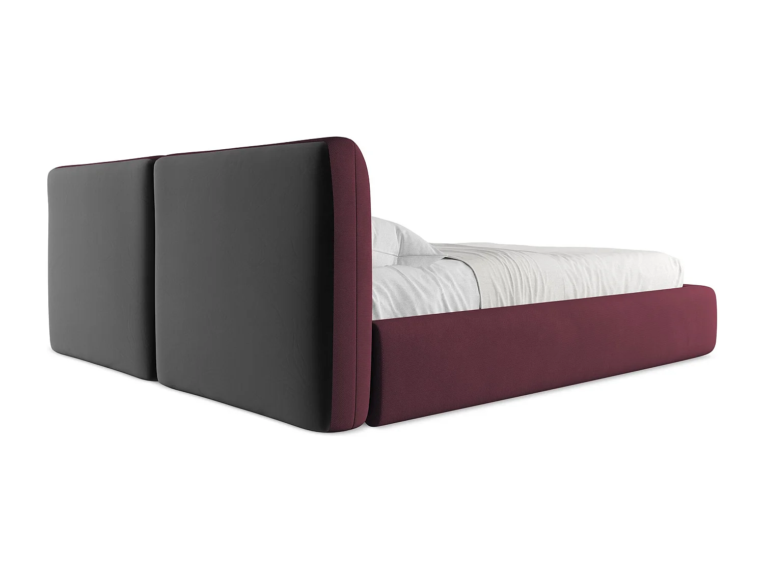 Lit coffre en tissu chenille 180 x 200 - bordeaux - HOKU