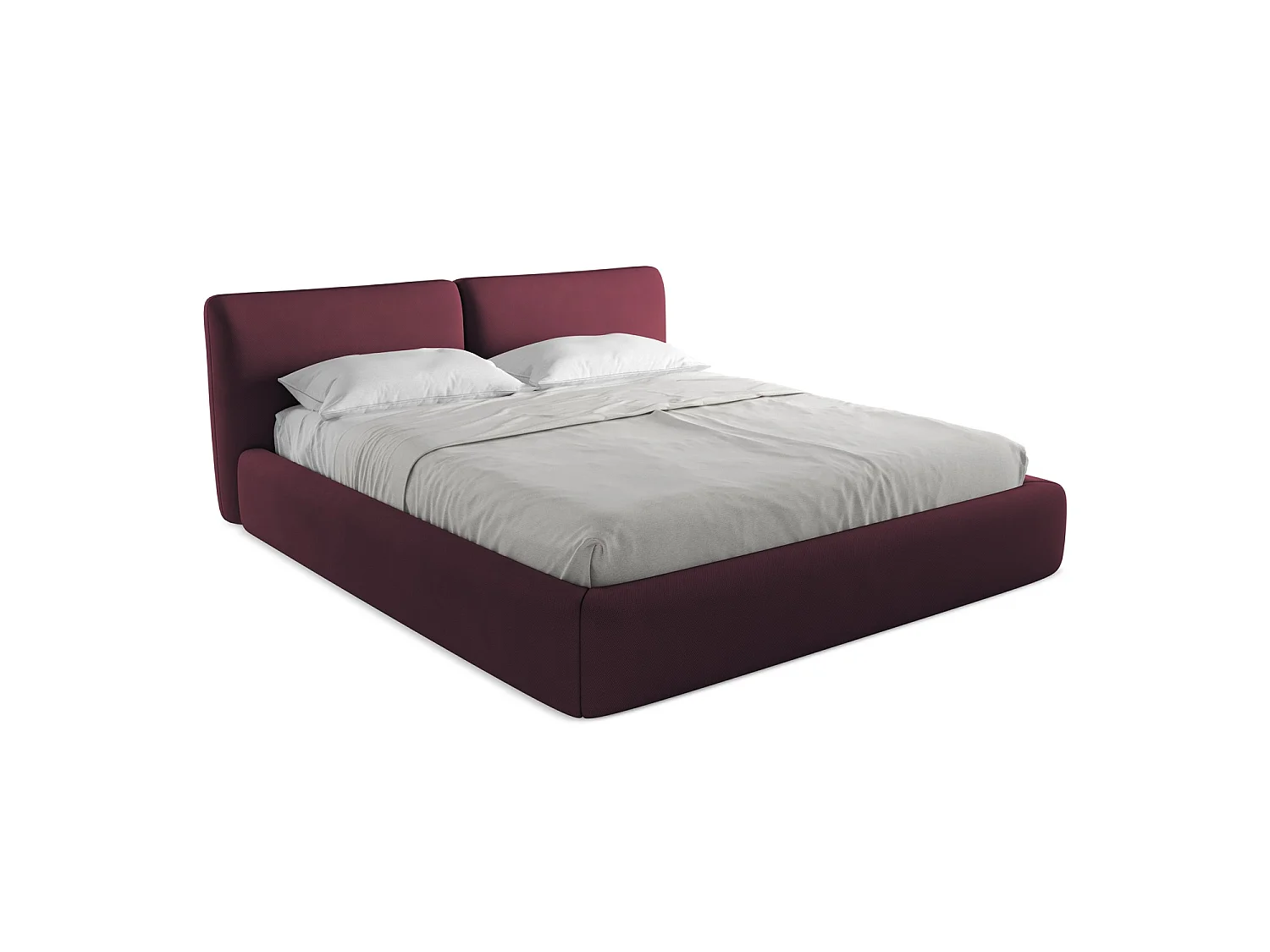 Bett mit Bettkasten - 200 x 228 - Chenille - Rotwein - MILANO