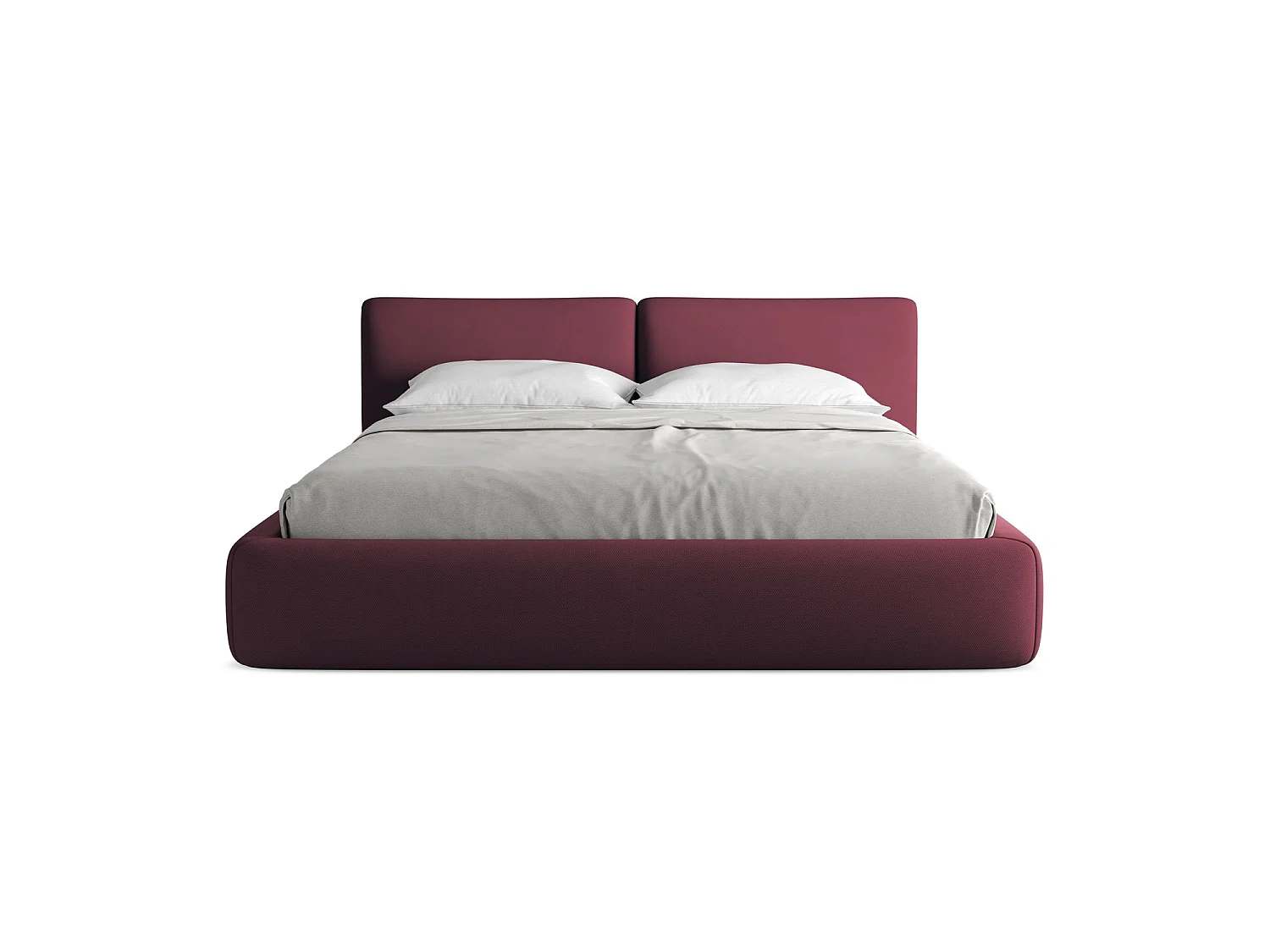 Bett mit Bettkasten - 200 x 228 - Chenille - Rotwein - MILANO